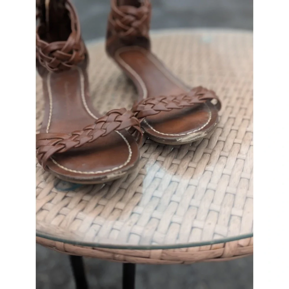 Boho Gladiator Braided Sandals American Eagle 7/7.5 Brown Strappy Festival Y2K
